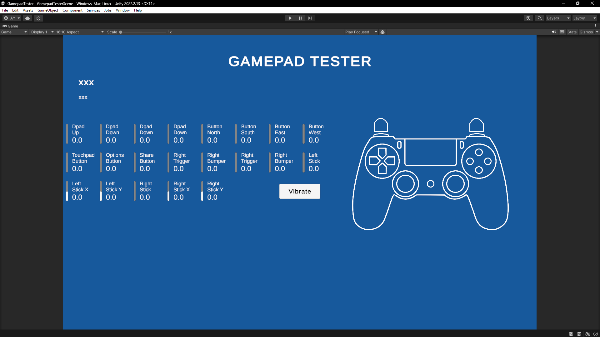 Unity Gamepad Tester plugin